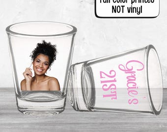 Personalized Photo Shot Glasses: Birthday Party Favors, Milestone Gift