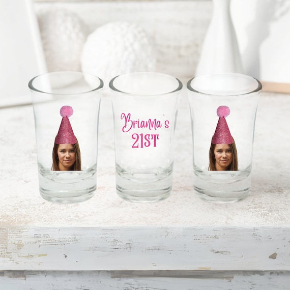 Personalized Shot Glasses Custom Birthday Photo Gift Girl Squad Party Favor Custom Shot Glasses Milestone Birthday Favor 21st Birthday Photo