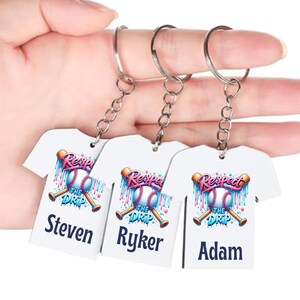 Ice Cream Drip Baseball Keychain Custom Softball Gear Bag Tag Player Jersey Gift for Team Personalized Jersey Name Respect The Drip Player