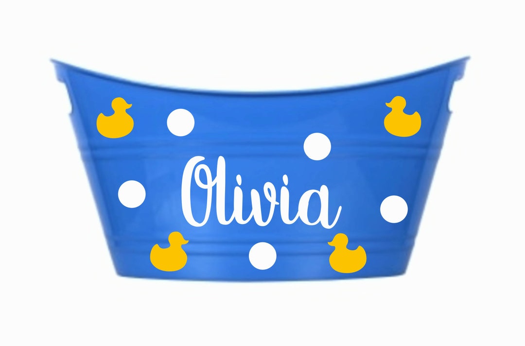 Personalized Baby Basket Rubber Duck Decorated Baby Bath Toy Basket Bath Toy Storage Bath Toy