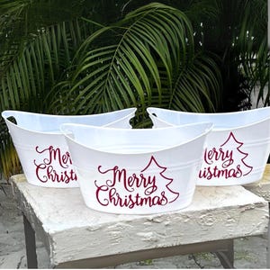Christmas Gift Basket Custom Family Gift Reusable Gift Bucket Christmas Eve Box Holiday Goodie Basket Gift Exchange White Elephant Basket