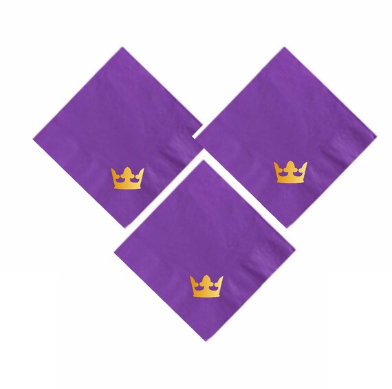 Royal Prince Drink Napkins 20 Royal Purple And Gold Cocktail Etsy