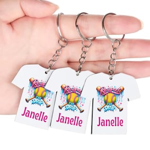 Ice Cream Drip Softball Keychain Custom Baseball Gear Bag Tag Player Jersey Gift for Team Personalized Jersey Name Respect The Drip Player