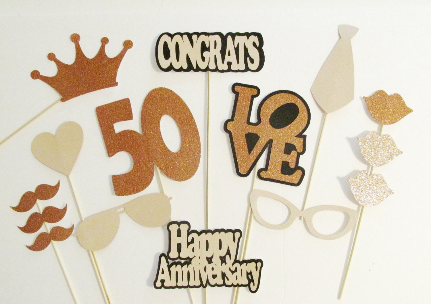 Photo Booth Props 50th Anniversary Party Decor 15pc Set LOTS Etsy