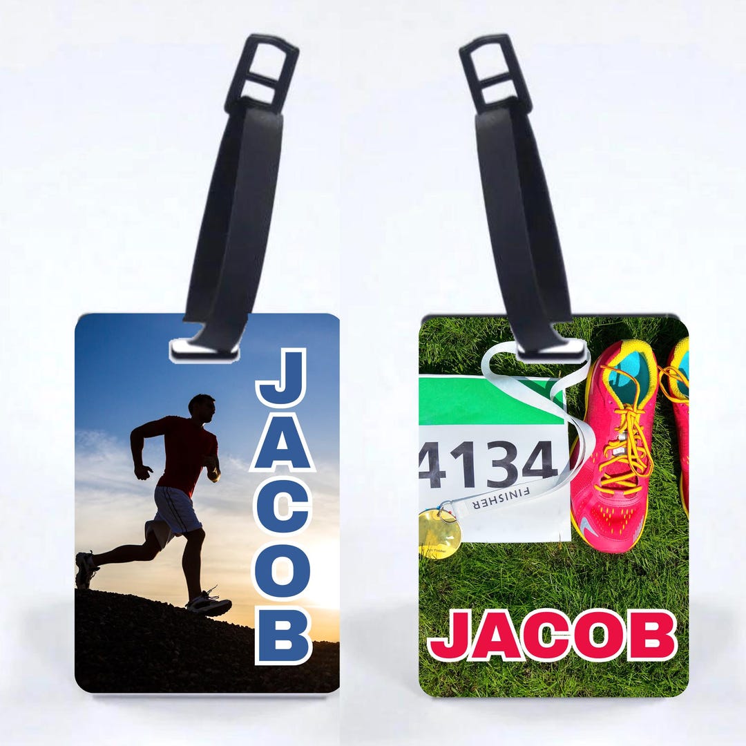 Runner Tags Labels Cross Country Running Gifts Personalized Bag Name Tag Senior Night Gift ...
