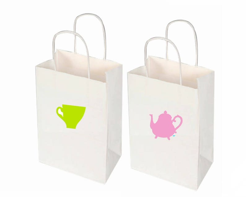 Bridal Tea Party Gift Bags 12 Tea Pot And Tea Cup Decal Favor Etsy