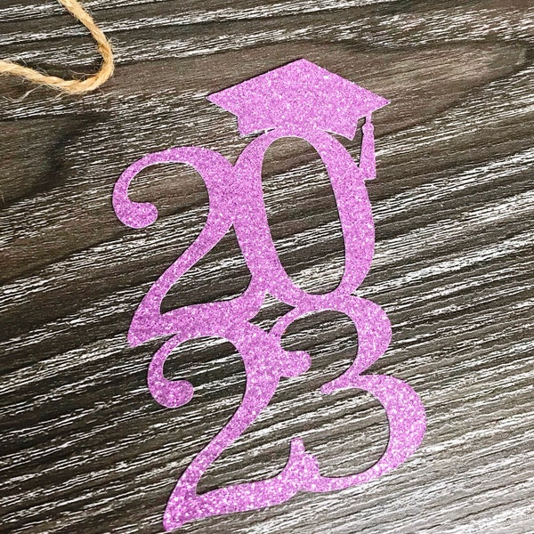 Lavender Glitter Graduation Party Decorations Class of 2024 Centerpiece Graduation Gift Tags Graduation Cap Centerpiece Senior Table Decor