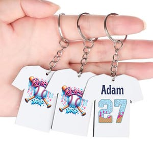 Sport Bag Tag Personalized Ice Cream Drip Name Tag Baseball Keychain Custom Softball Gear Bag Tag Player Jersey Number Gift for Team Senior