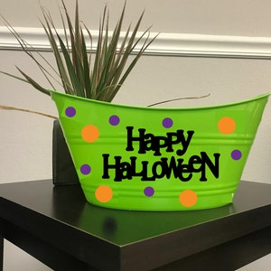 Happy Halloween Candy Basket Halloween Treat Basket Halloween Candy Bowl Halloween Candy Container Pumpkin Bucket Personalized Basket