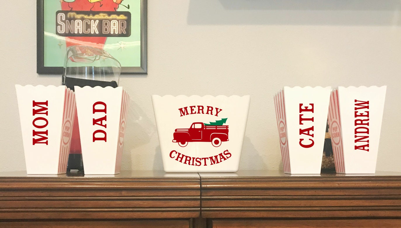 Family Christmas Gift Family Popcorn Bowl Set Farmhouse Etsy