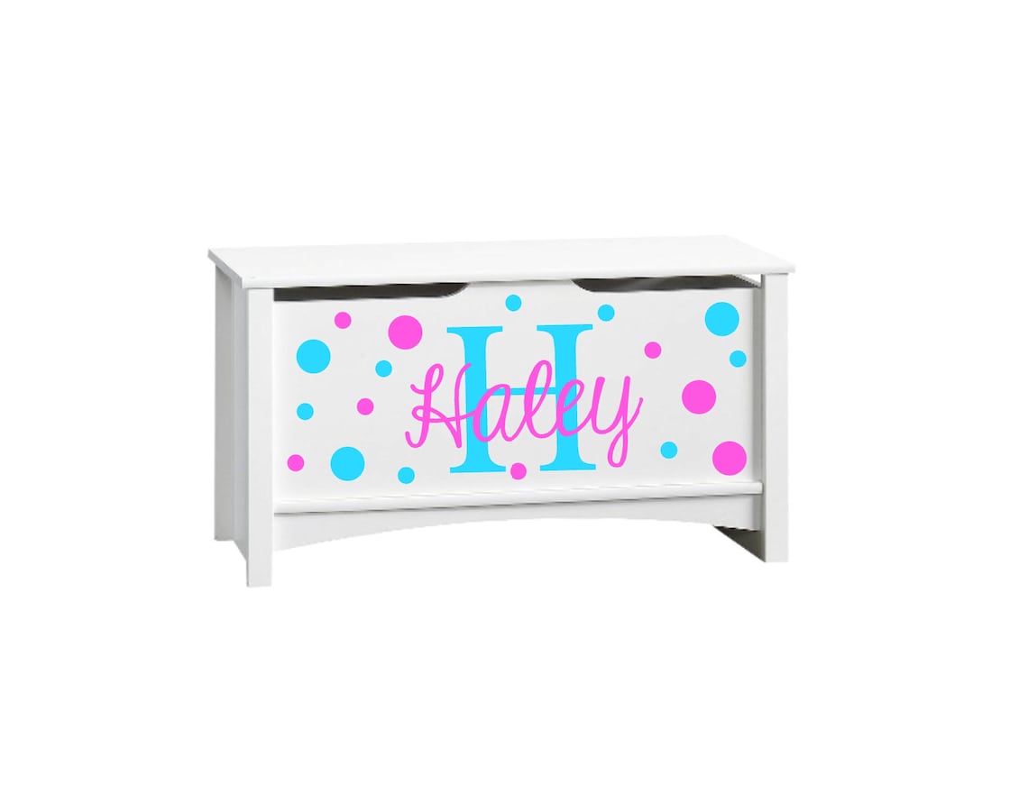 Toy Box Decal Personaized Toy Chest Sticker Name Decal Polka Etsy