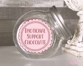 Emotional Support Chocolate Candy Jar - Personalized Office Gift
