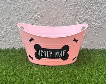 Personalized Dog Toy Basket Plastic Pet Toy Storage Bin
