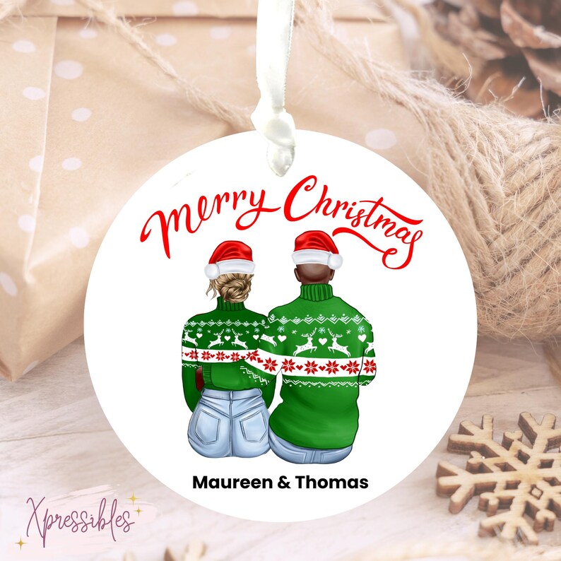 Personalized Couple's Ornament Our First Christmas Married First as Mr