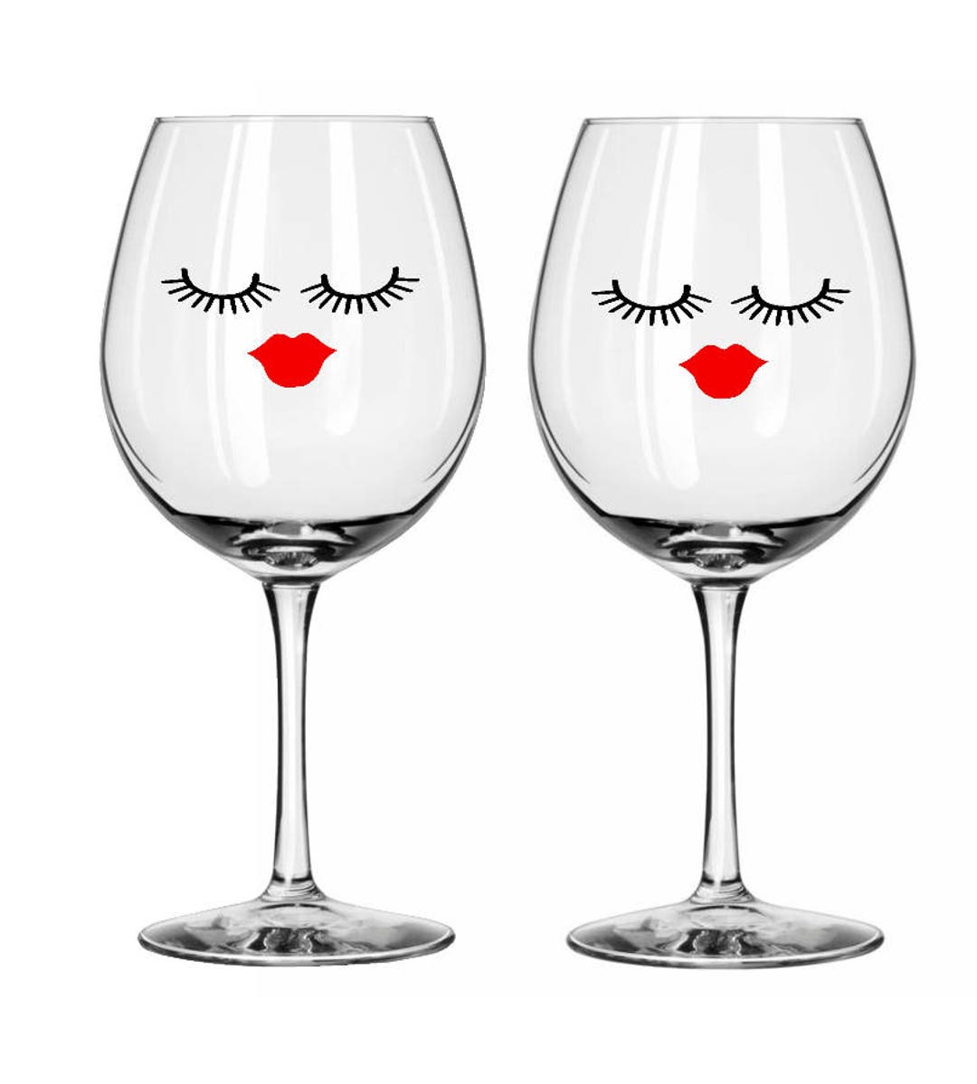 Bridal Shower Wine Glass Decals 12 Eyelash & Lip Decal Sets Makeup