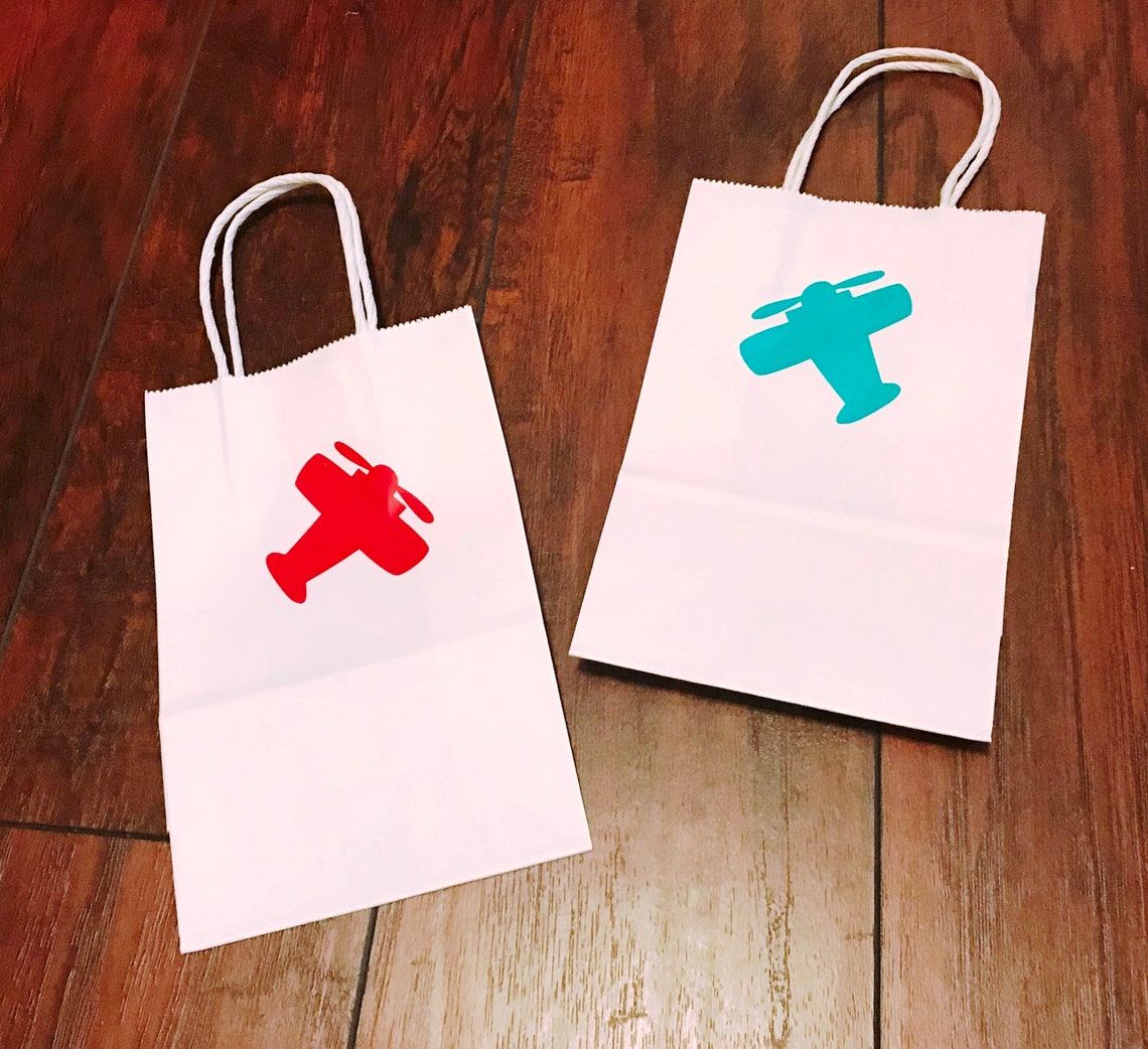 Vintage Airplane Party Favor Bags 12 Time Flies Birthday Favor Etsy