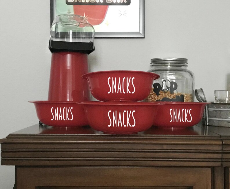 Snack Bowl Set of 4 Snack Bar Set Custom Red Bowl Set Family Etsy