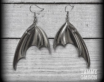 Bat wings earrings Dragon wings earrings Demon wings Halloween earrings Gothic earrings Halloween jewelry Halloween jewellery Pierced ears