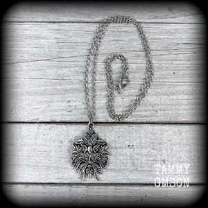 Greenman necklace Green man Greenman jewelry Pagan jewelry Jack Green in the necklace Wicca Witchcraft Paganism Druid Nature Trees Leaves