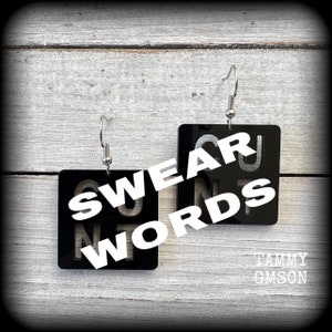 Swear words earrings Swears earrings Swear bear Swear wolves Cuss words earrings Offensive gifts C word See you next Tuesday earrings NSFW
