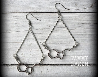 Serotonin earrings Serotonin molecule earrings Science jewelry Body jewelry Stretched lobes gauges Gauged earrings 14g 12g 8g 6g 4g 2g 0g 00