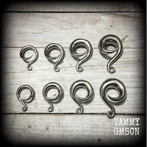 One of pair of gauged hooks for ear weights Stretched lobes Ear hangers Body jewelry Gauges DIY jewelry hooks 6g 2g 0g 00g 4mm 6mm 8mm 10mm