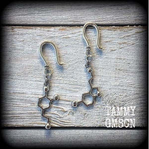 Serotonin molecule earrings Dopamine molecule earrings Chemistry earrings Biology jewelry Science earrings Chemicals earrings Nerds Geeks