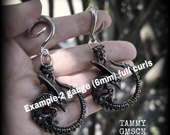 Alien Xenomorph Ear Weights 2 Gauge Ear Weights 6mm Ear Hangers