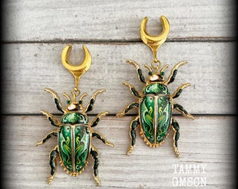 Emaille oorhangers voor kevers, 1/2 inch dik, gewichtjes voor insectenoren, 12 mm groene oorhangers voor kevers, 6 g, 0 g, 0 g, 1/2", 9/16", 5/8", 3/4", 7/8", 1", 1,10", 1,18"