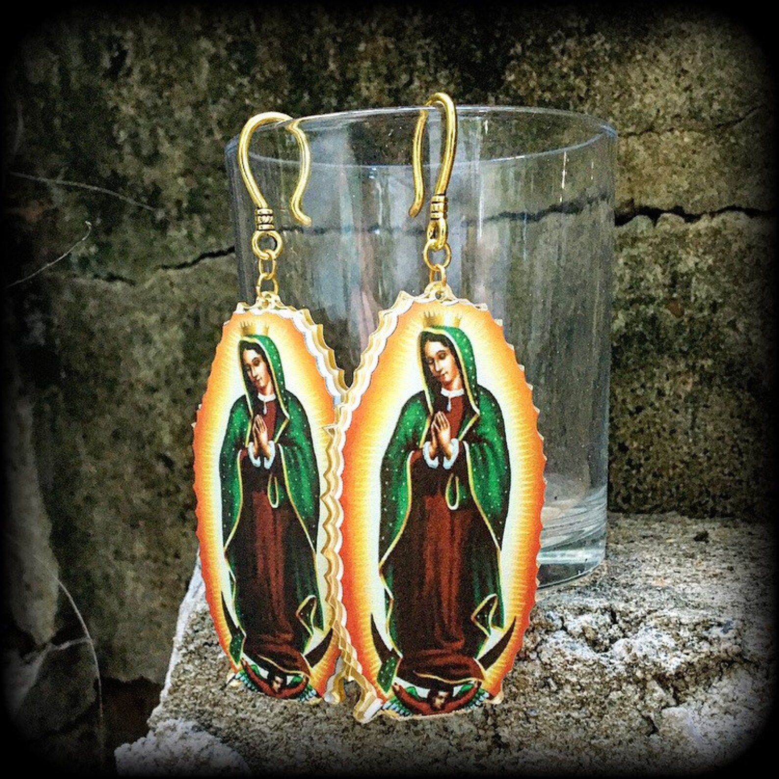 Virgin Mary earrings Religious earrings Christian 8 gauge Etsy