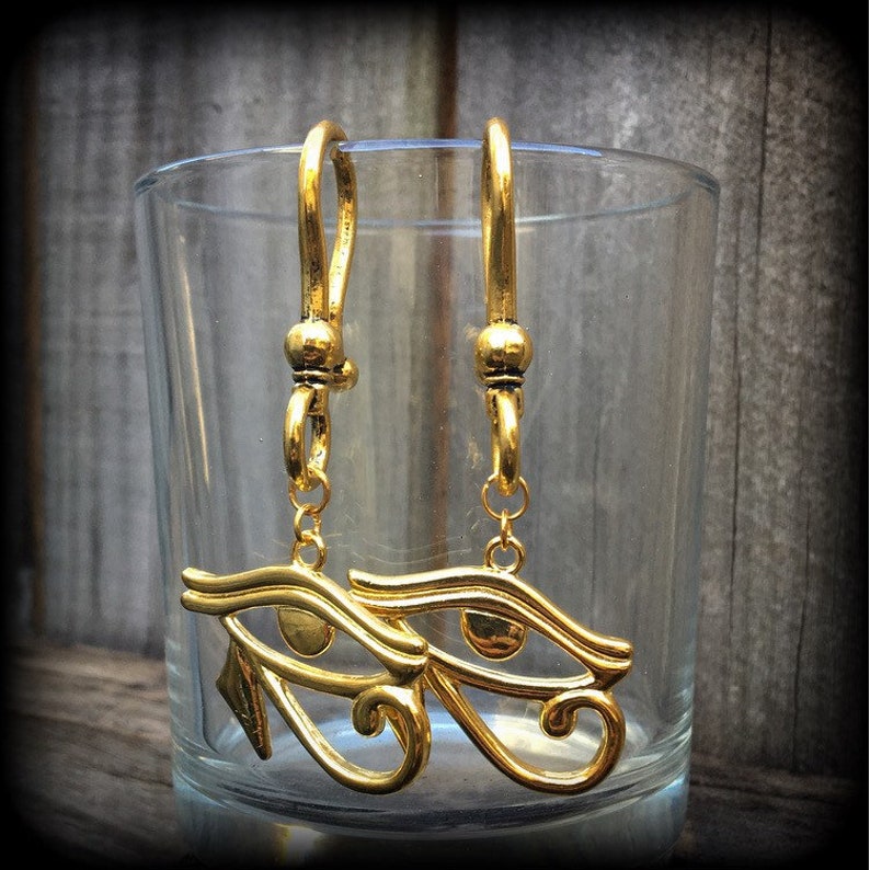 Eye of Ra Earrings Egyptian Earrings 2 Gauge Ear Hangers Etsy