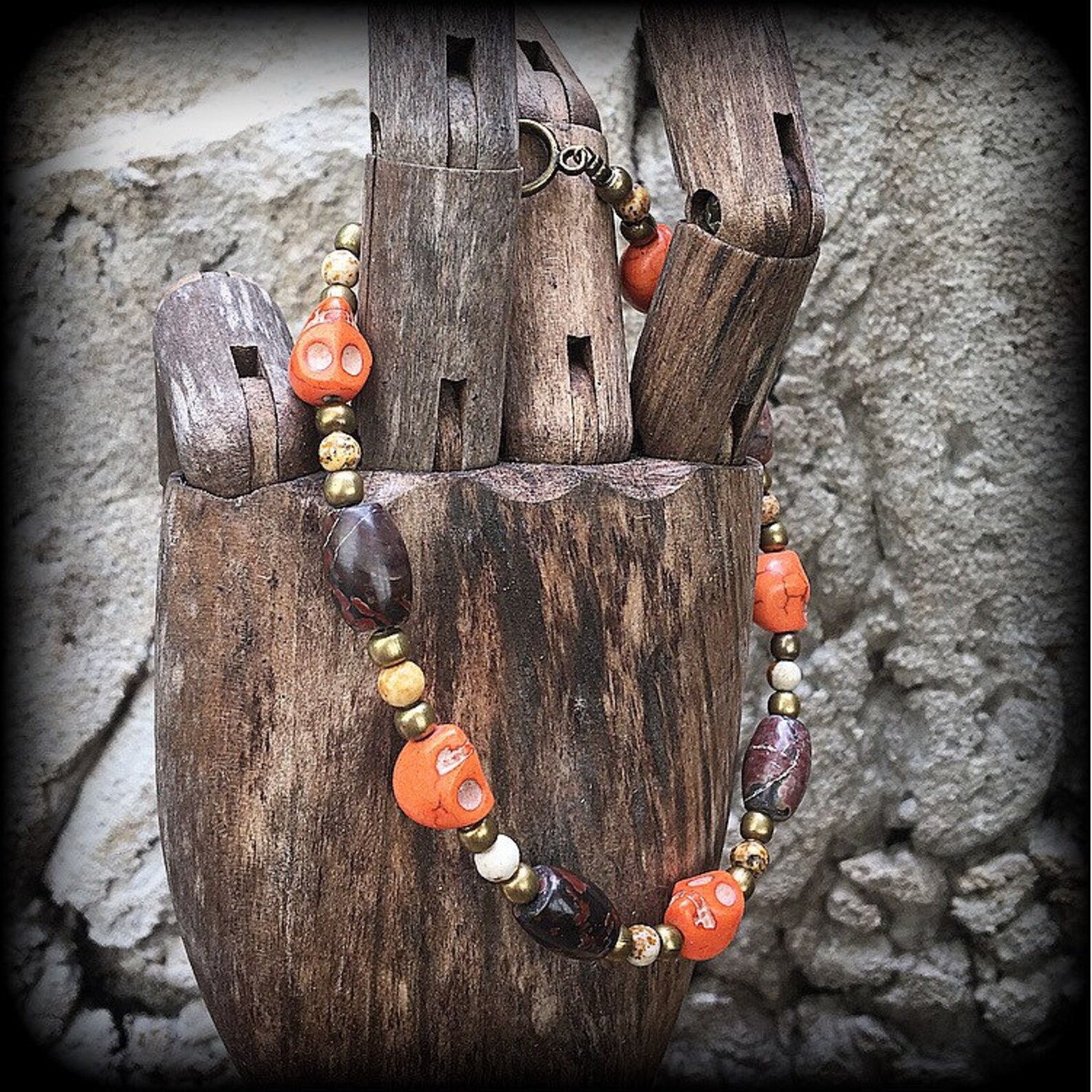 Voodoo Bracelet Jasper Bracelet Skull Bracelet Los Muertos Etsy