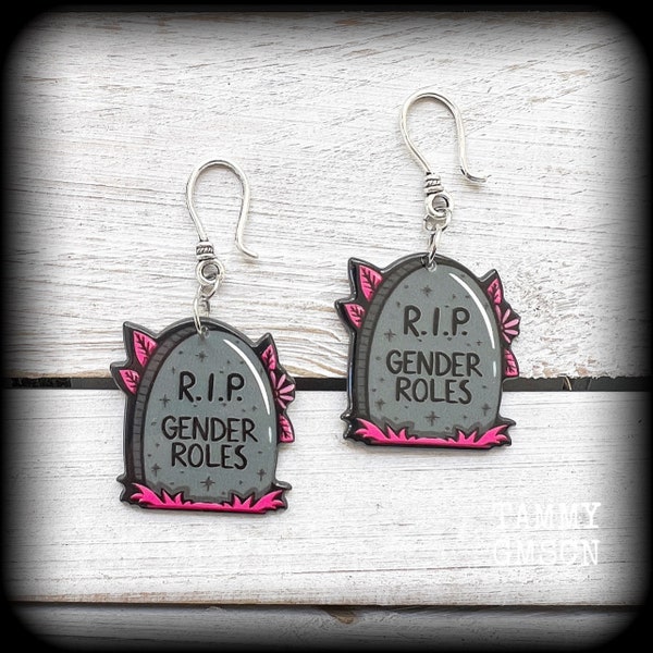 Tombstone earrings Transgender earrings Androgyne earrings Gender roles Gender Ze/Hir Gauges Pierced ears 14g 12g 10g 8g 6g 4g 2g 0g 00g