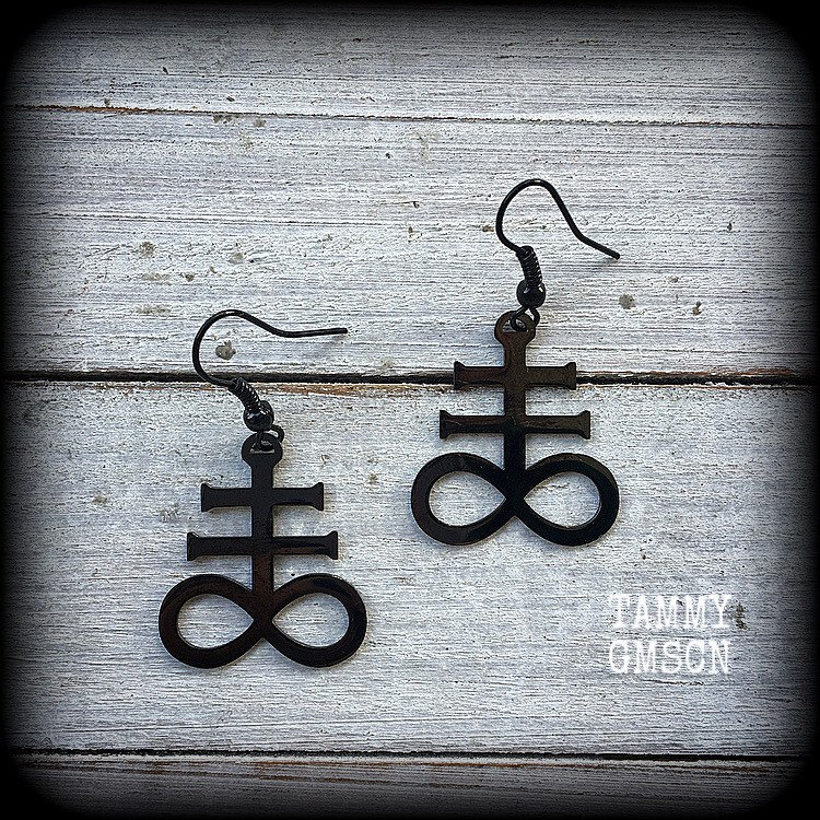 Leviathan Cross Earrings Brimstone Earrings Sulphur Occult