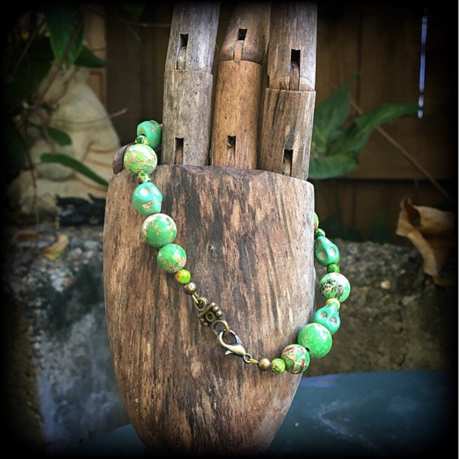 Skull Bracelet Voodoo Bracelet Jasper Bracelet Halloween Etsy Denmark