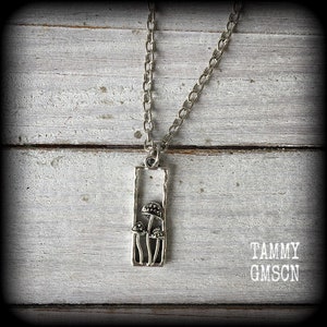 Paddenstoelketting Halve maan ketting Alice in Wonderland ketting Cottagecore Fairycore Zilveren ketting Paddestoelen Paddenstoel sieraden