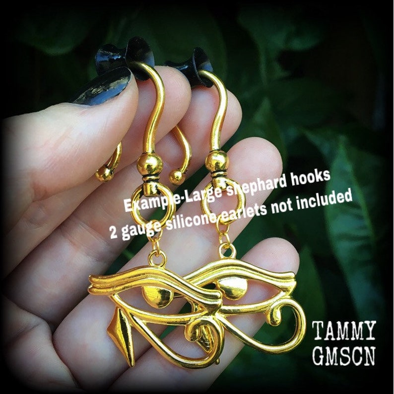 Eye of Ra Earrings Egyptian Earrings 2 Gauge Ear Hangers Etsy