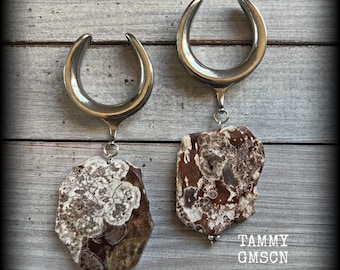 Pendientes de piedra de 30 mm de calibre 1,18” Pendientes de madera petrificada de 30 mm Pesos fósiles para pendientes Estirados 6g 2g 0g 00g 9/16” 5/8” 3/4” 7/8” 1” 1,10”