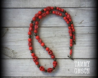 Kali Maa necklace Skull necklace Kali Maa jewelry Red skull necklace Voodoo necklace Stone necklace Esoteric jewelry Occult jewelry Satanic