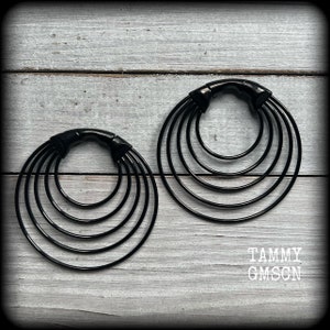 Hoop gauged earrings Tunnel hoops Hoop ear weights Geometric ear weights 4 gauge ear weights Stretched lobes 2g 0g 00g 1/2&quot; 9/16&quot; 5/8&quot; 3/4&quot;