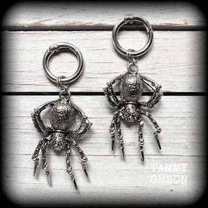 Spider ear hangers Spider ear weights Hoop gauges 2 gauge gothic earrings Stretched ears 6g 2g 0g 00g 1/2” 9/16” 5/8” 7/8” 1” 1.10” 1.18”