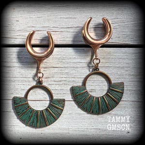Ishtar ear hangers 5/8” gauge ear weights 16mm ear gauges Tribal shield Goddess gauged earrings 6g 2g 0g 00g 1/2” 9/16” 3/4” 7/8” 1” 1.10”