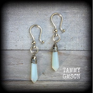 Moonstone earrings Opalite earrings 2 gauge ear weights Body jewelry Ear hangers Gauges Gauged earrings 14g 12g 10g 8g 6g 4g 2g 0g 00g 12mm