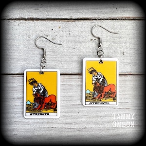 Kracht tarotkaartoorbellen Tarotoorbellen Rider Waite tarot Occulte sieraden Lichaamssieraden Gestrekte lobben Meters Tunnels Pluggen Gaatjes in de oren