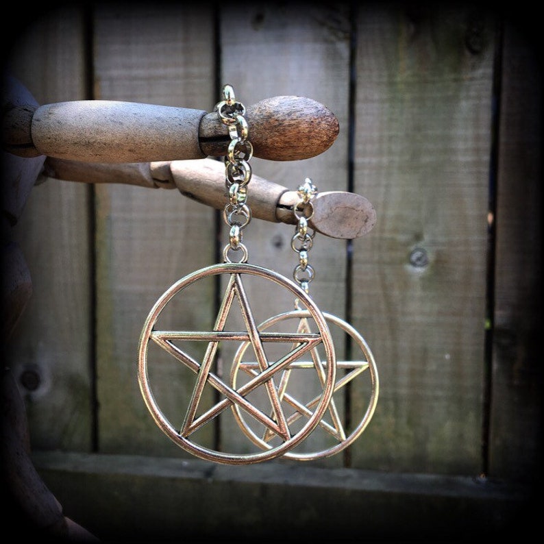 00 gauge 10mm weights Pentagram ear hangers Pentacle Tunnel dangles Gauged earrings Plug dangles Tunnel hangers Plug hangers Hanging gauges