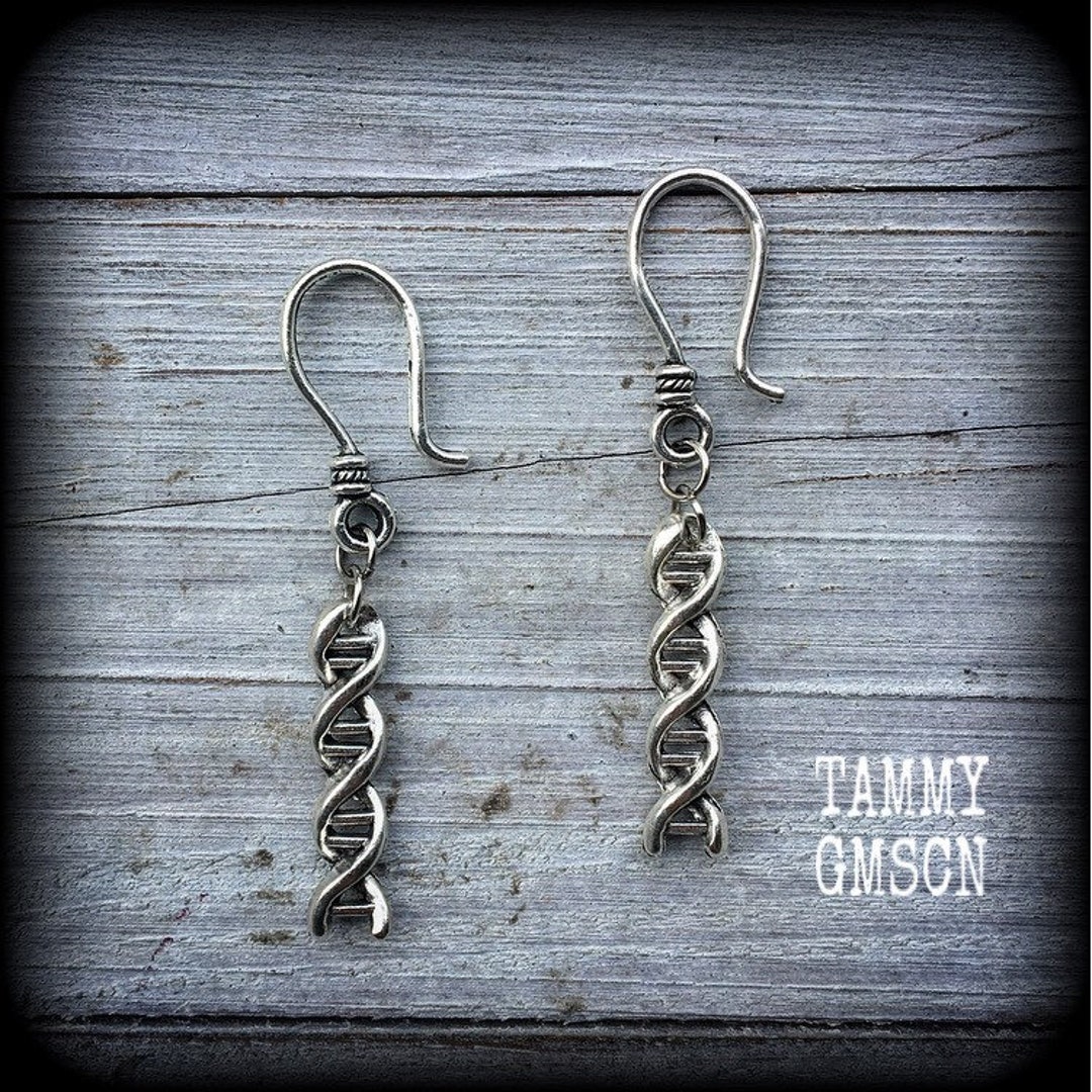DNA Strand Earrings DNA Helix Jewelry Science Earrings 8 Gauge Ear Weights True Crime Plugs Body