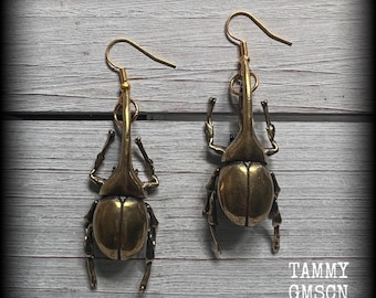Hercules beetle earrings Rhinoceros beetle earrings Stag beetle earrings Insect earring Bugs earrings Arachnid earrings Entomology earrings