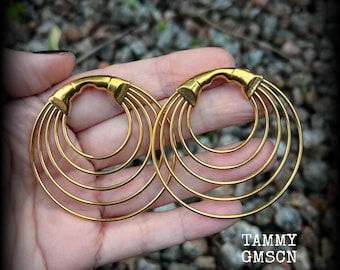 Hoop gauged earrings Tunnel hoops Hoop ear weights Geometric ear weights 4 gauge ear weights Stretched lobes 2g 0g 00g 1/2" 9/16" 5/8" 3/4"