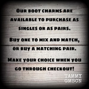 Choose to purchase single boot charms or a pair