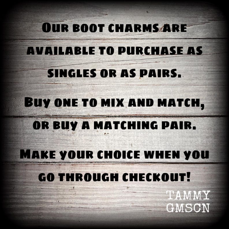Choose to purchase single boot charms or a pair
